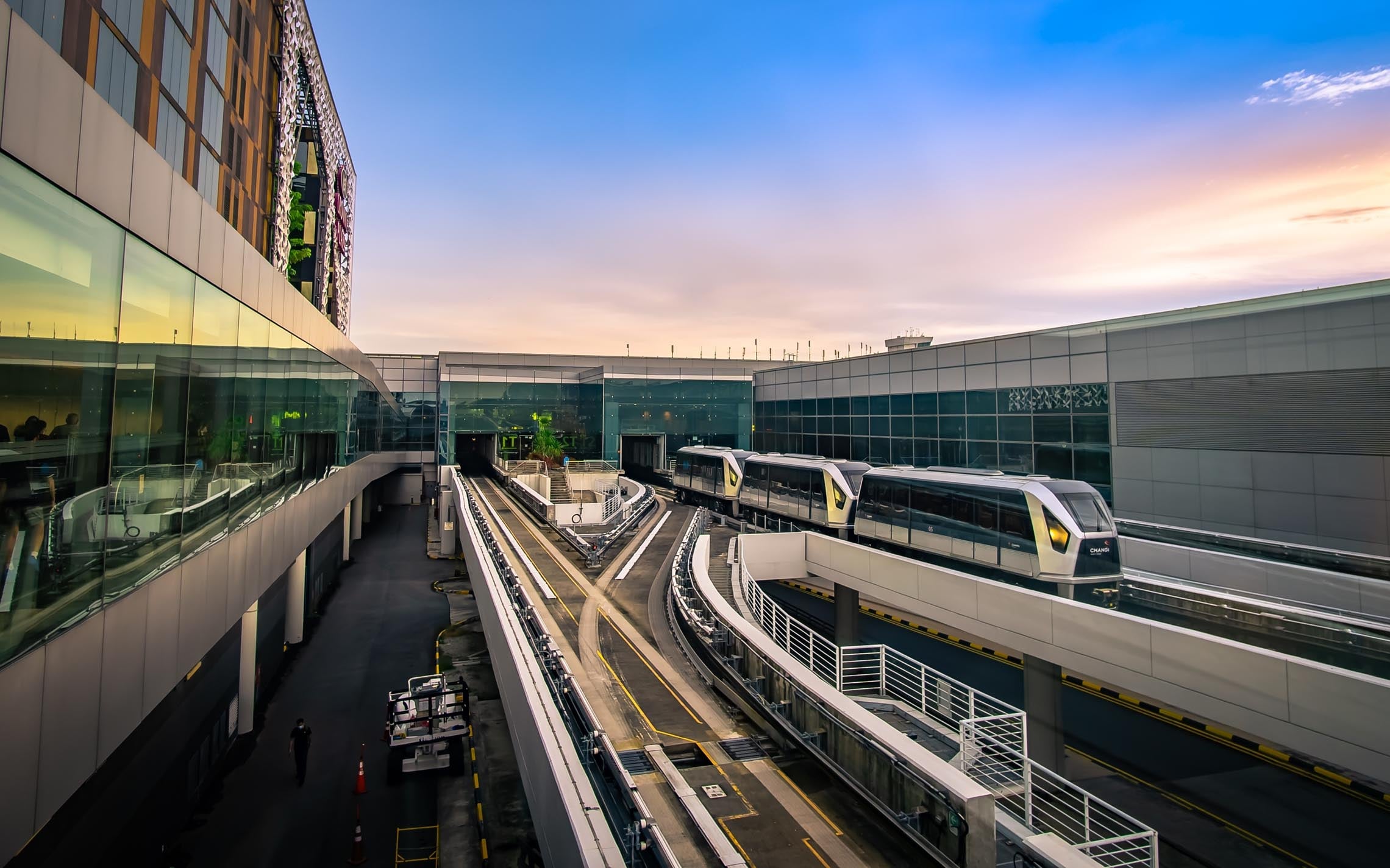 Skytrain departing from Terminal 3 at Singapore Airport (Changi)