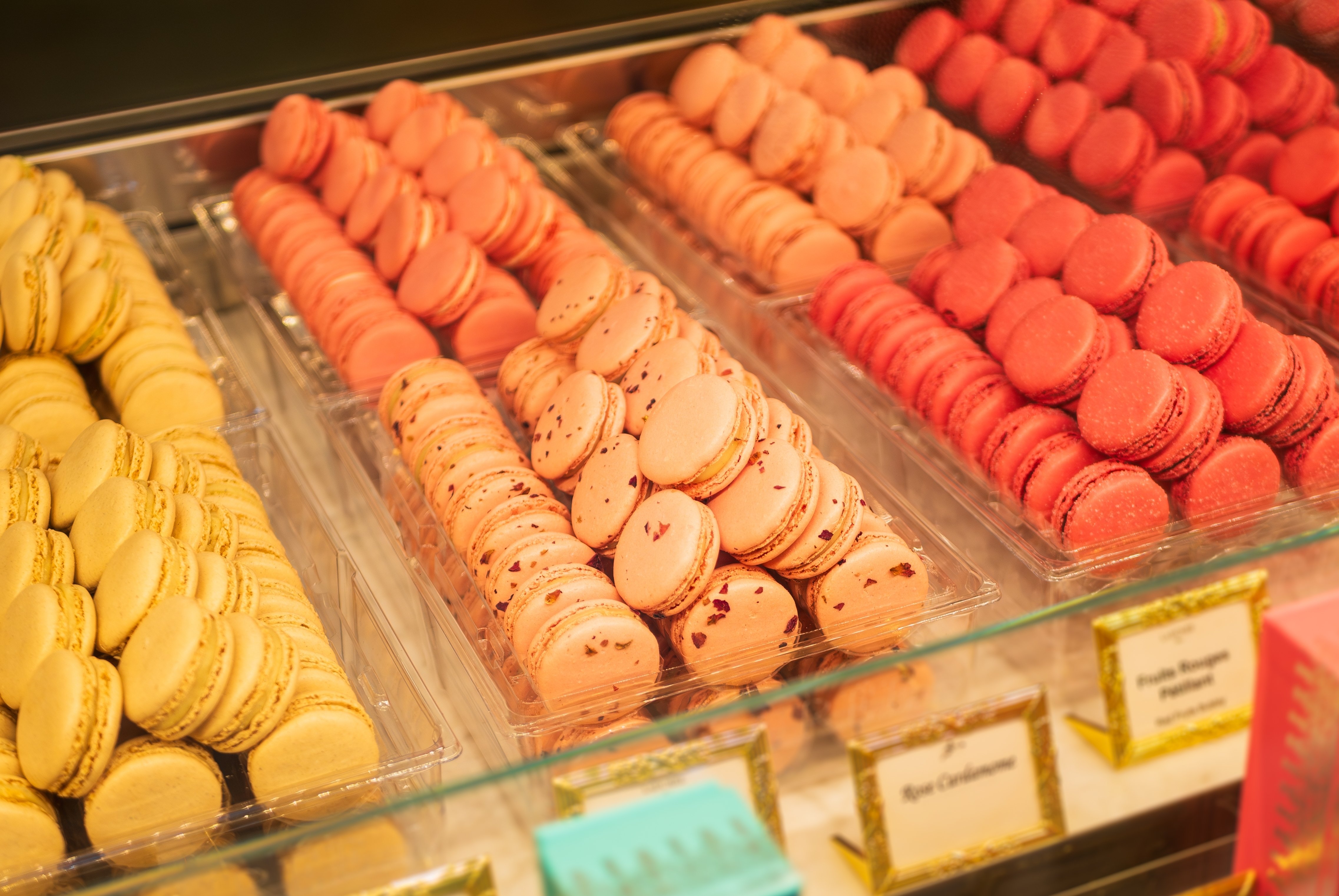 Colorful macarons, a popular treat and gift choice when shopping at a Paris flea market