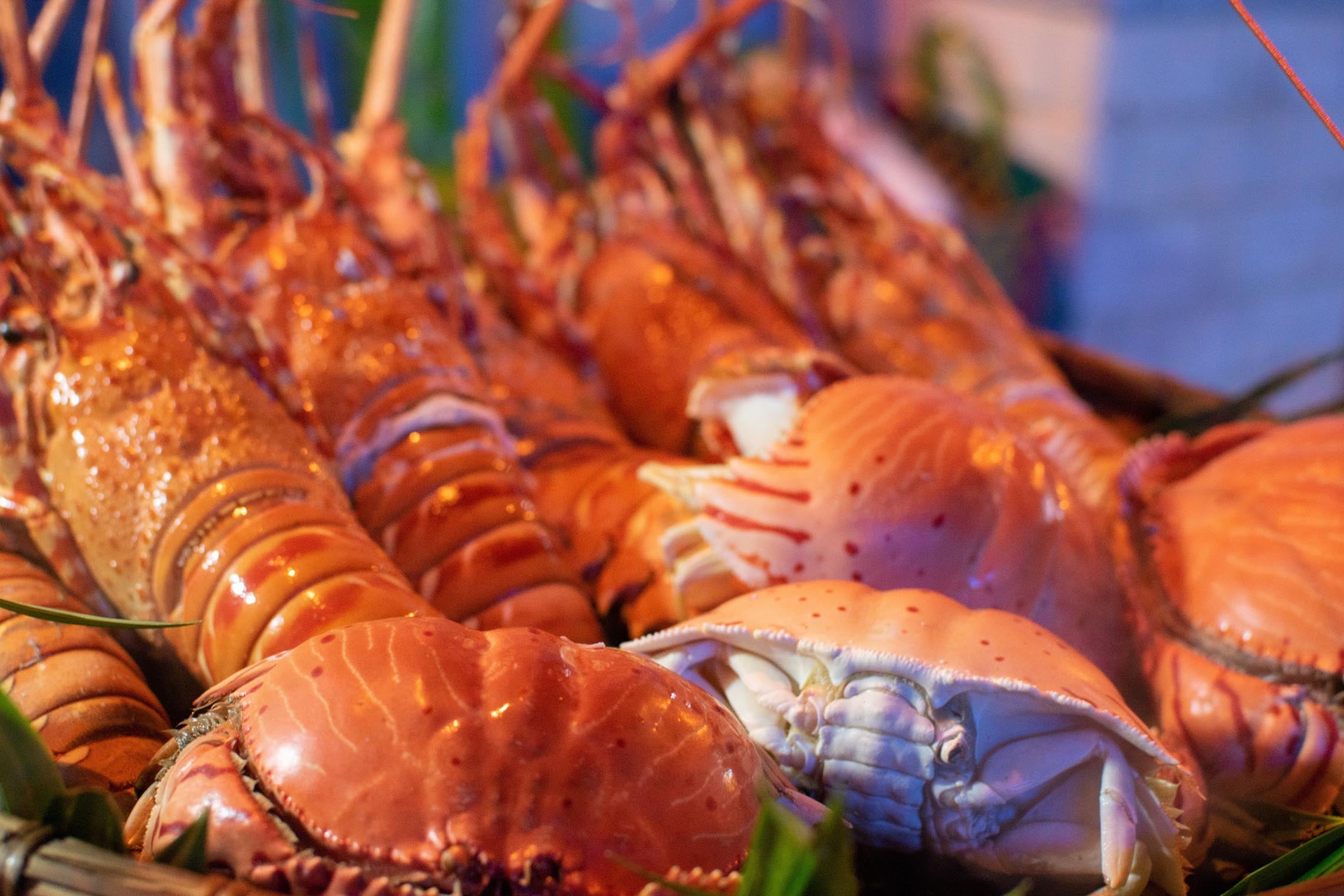 A generous platter of crab and prawns highlighting the seafood flavors of Nha Trang