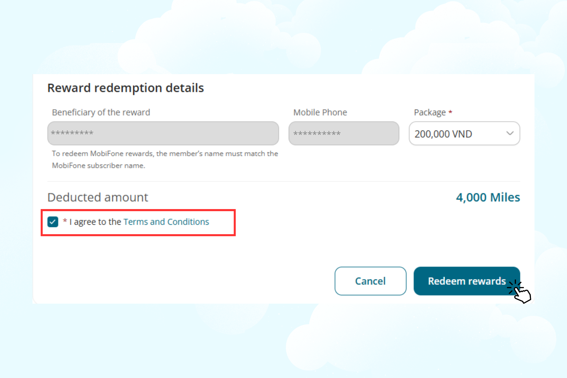 Hướng dẫn đổi cước MobiFone trên website VNA 4.