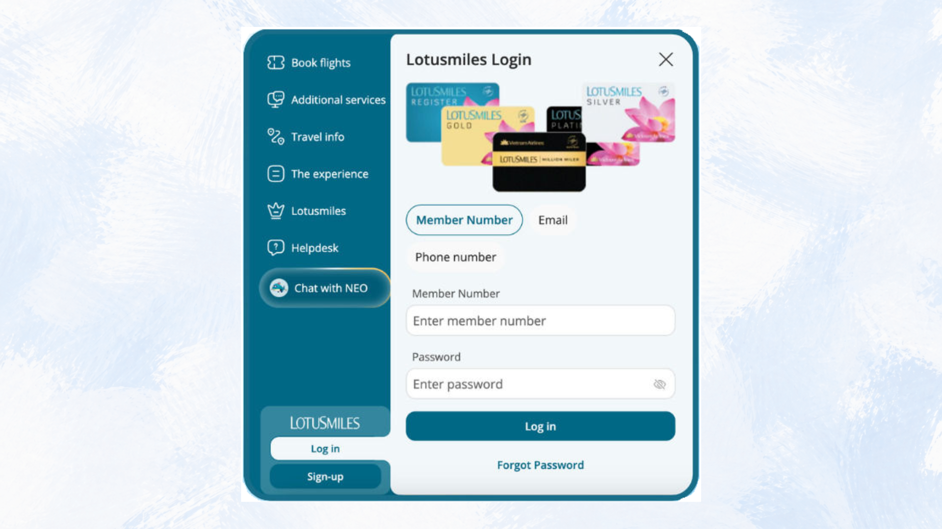 Login to the member account on the website.