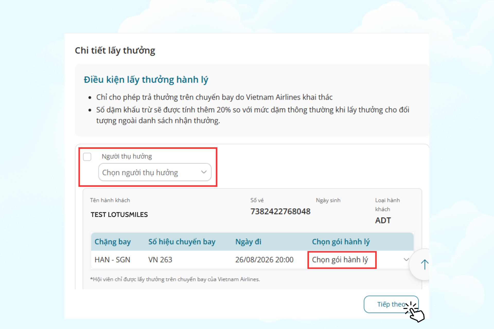 VNA lấy thưởng hành lý quá cước 3.4.