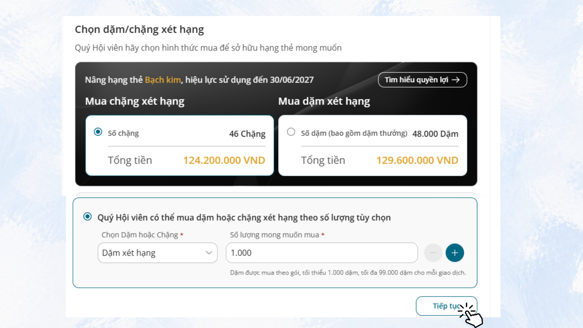 Đăng nhập tài khoản hội viên trên web.