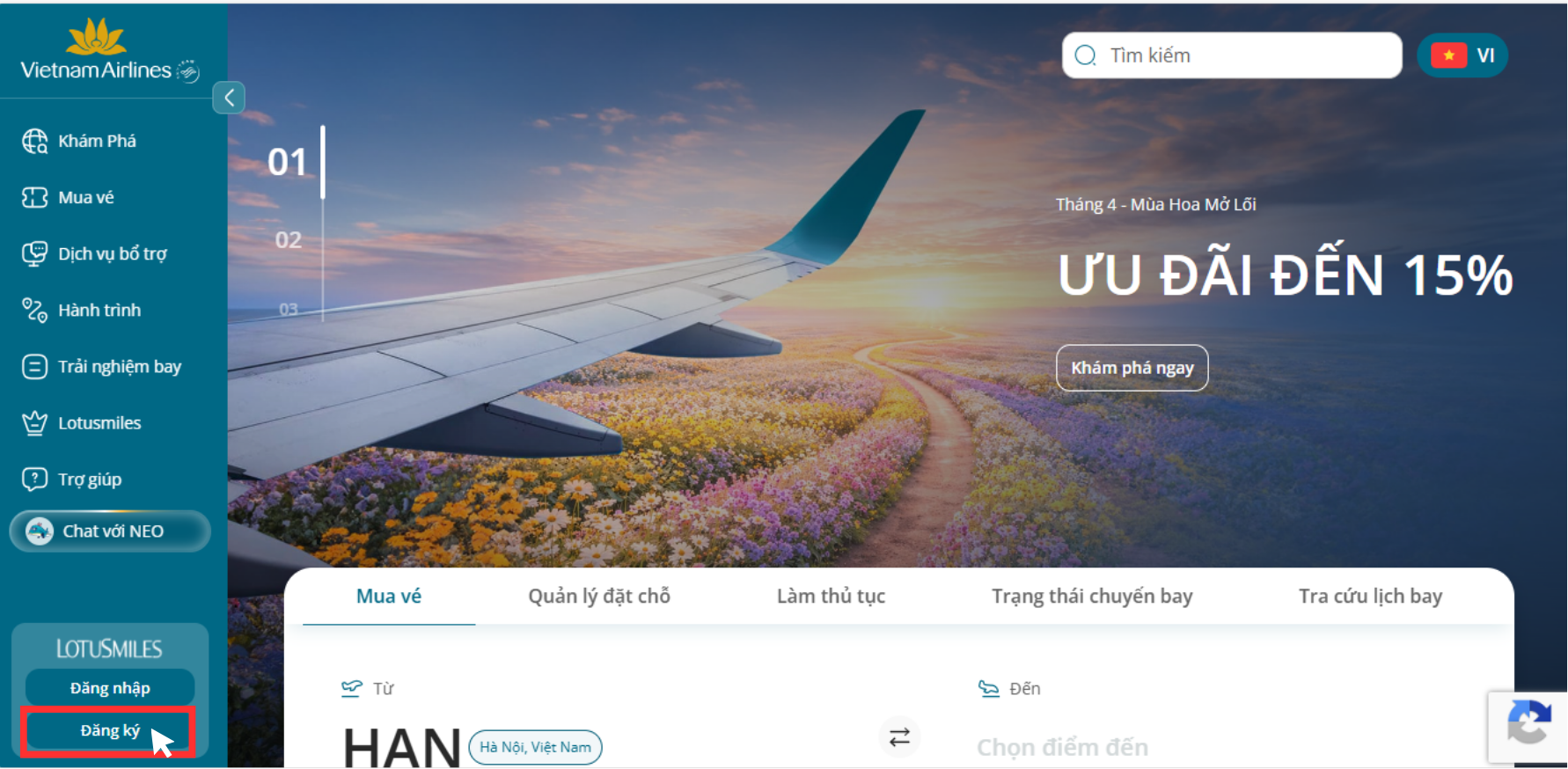 Hướng dẫn đăng ký hội viên trên web 01.