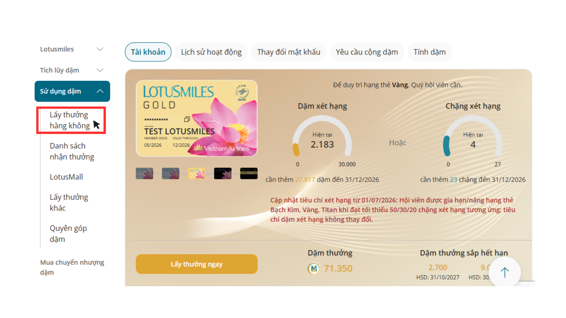 Hướng dẫn lấy vé thưởng trên website 3.1.