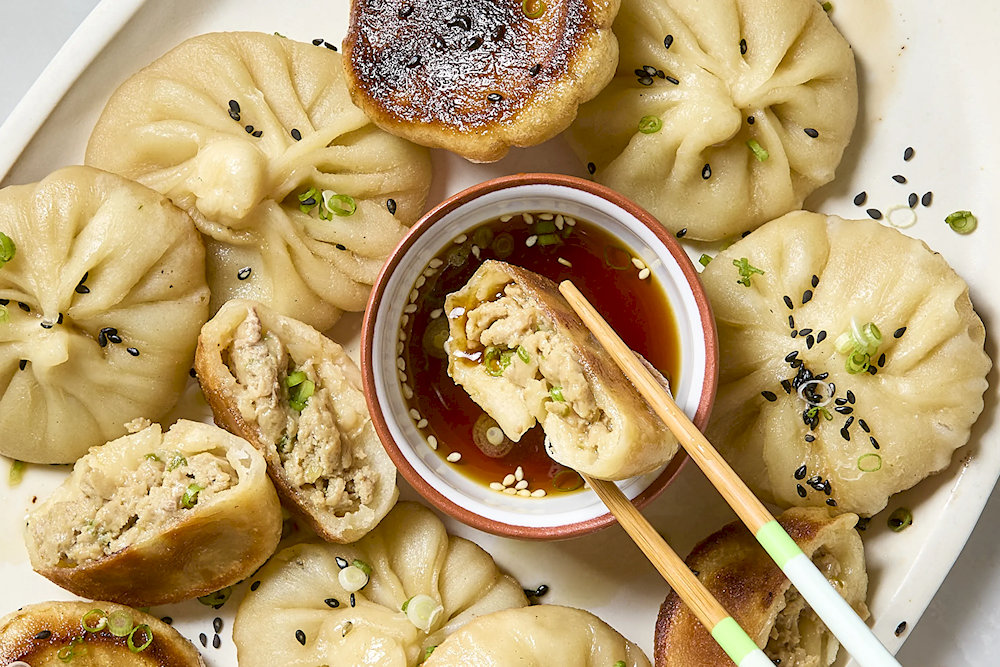 The meat-filled Sheng Jian Bao are deep-fried on the bottom before being served