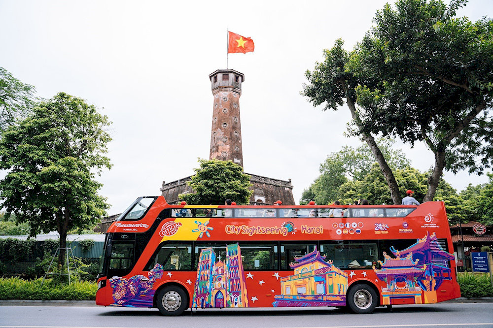 The double-decker bus offers a fun and scenic way to explore Hanoi’s major attractions from above