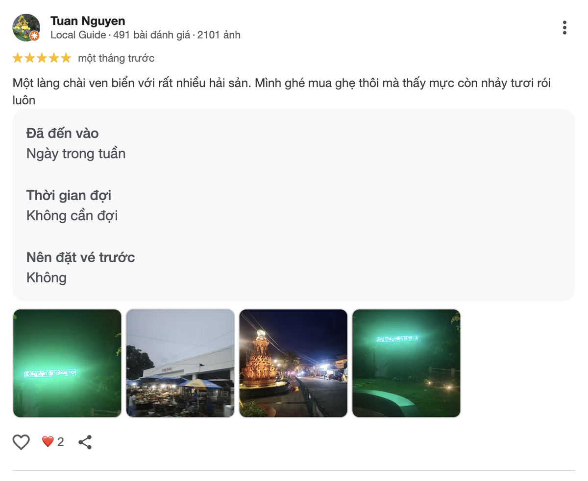 Du khách đánh giá trải nghiệm mua hải sản ở làng chài Hàm Ninh
