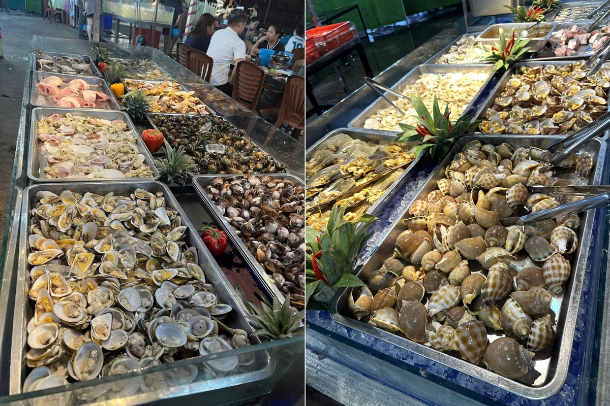 Quán “ghi điểm” trong lòng thực khách nhờ quầy buffet hải sản đa dạng, tươi ngon