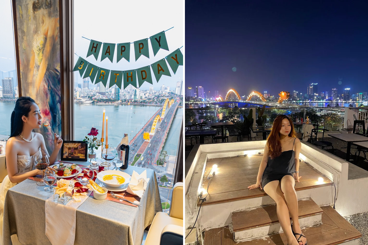 Bạn có thể đặt chỗ tại các nhà hàng, rooftop bar để vừa ăn uống, thư giãn, vừa ngắm cầu Rồng 
