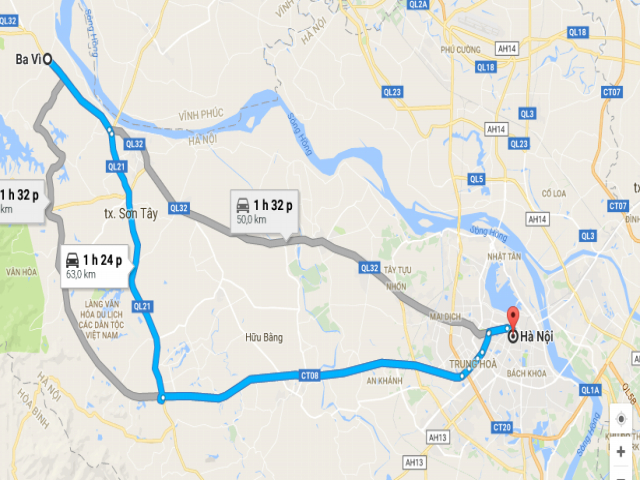 Tuyến đường từ Hà Nội đến Ba Vì tương đối dễ di chuyển