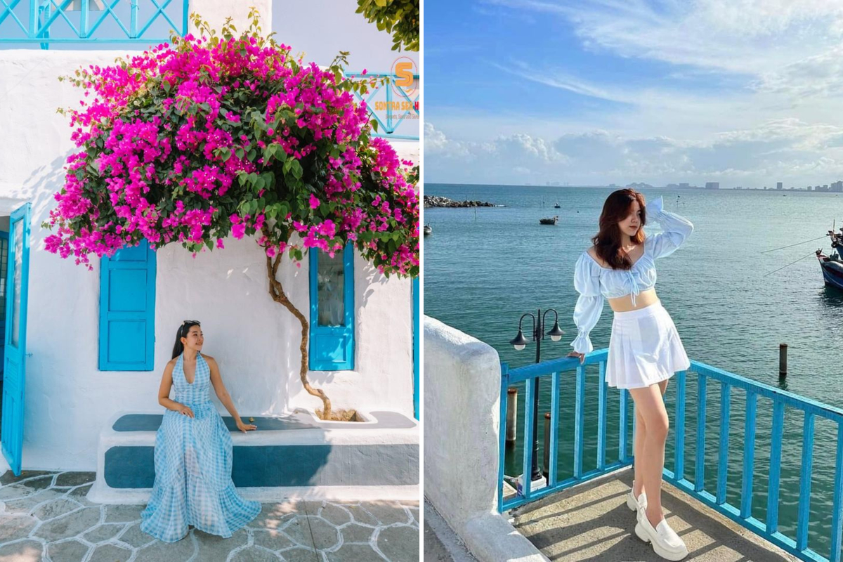 Bạn nên chọn trang phục màu trắng hoặc xanh để hài hoà với cảnh sắc nơi đây 