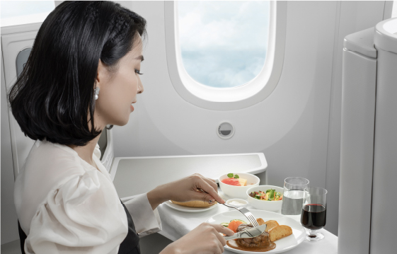 Ristorazione in Business Class sui voli internazionali