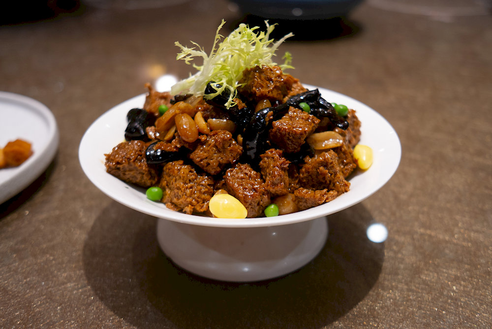 Kaofu is a sweet appetizer made from wheat gluten combined with mushrooms