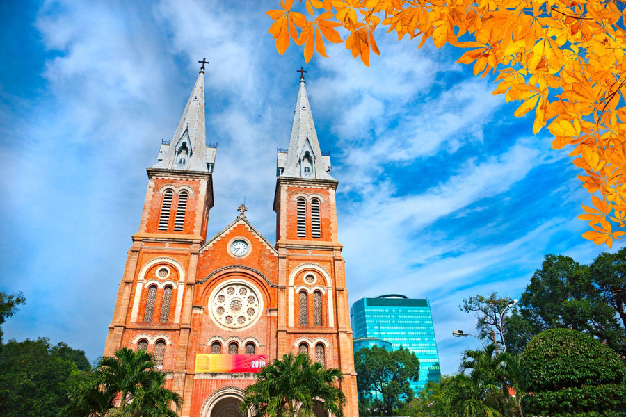 The Notre-Dame Cathedral Basilica stands as a symbol of Ho Chi Minh City, blending French colonial architecture with the city’s vibrant urban charm
