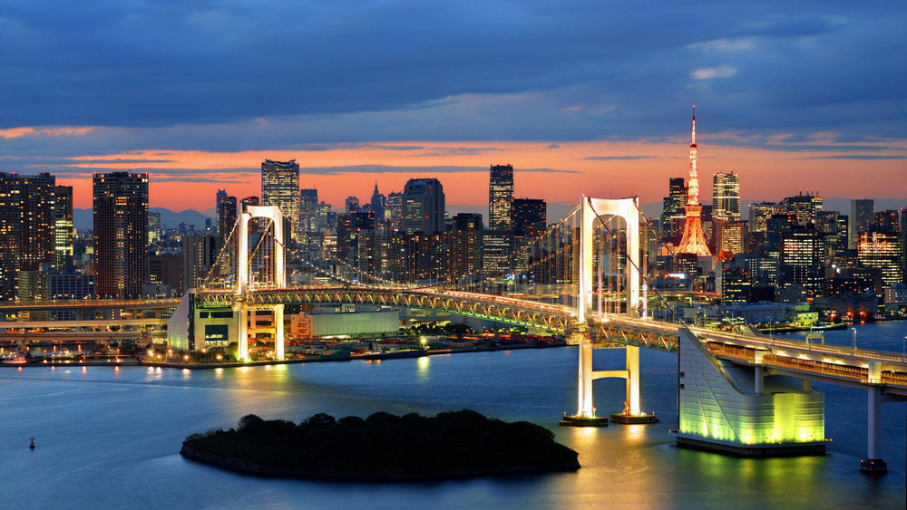 The Rainbow Bridge is a striking piece of modern architecture connecting central Tokyo with the Odaiba waterfront district