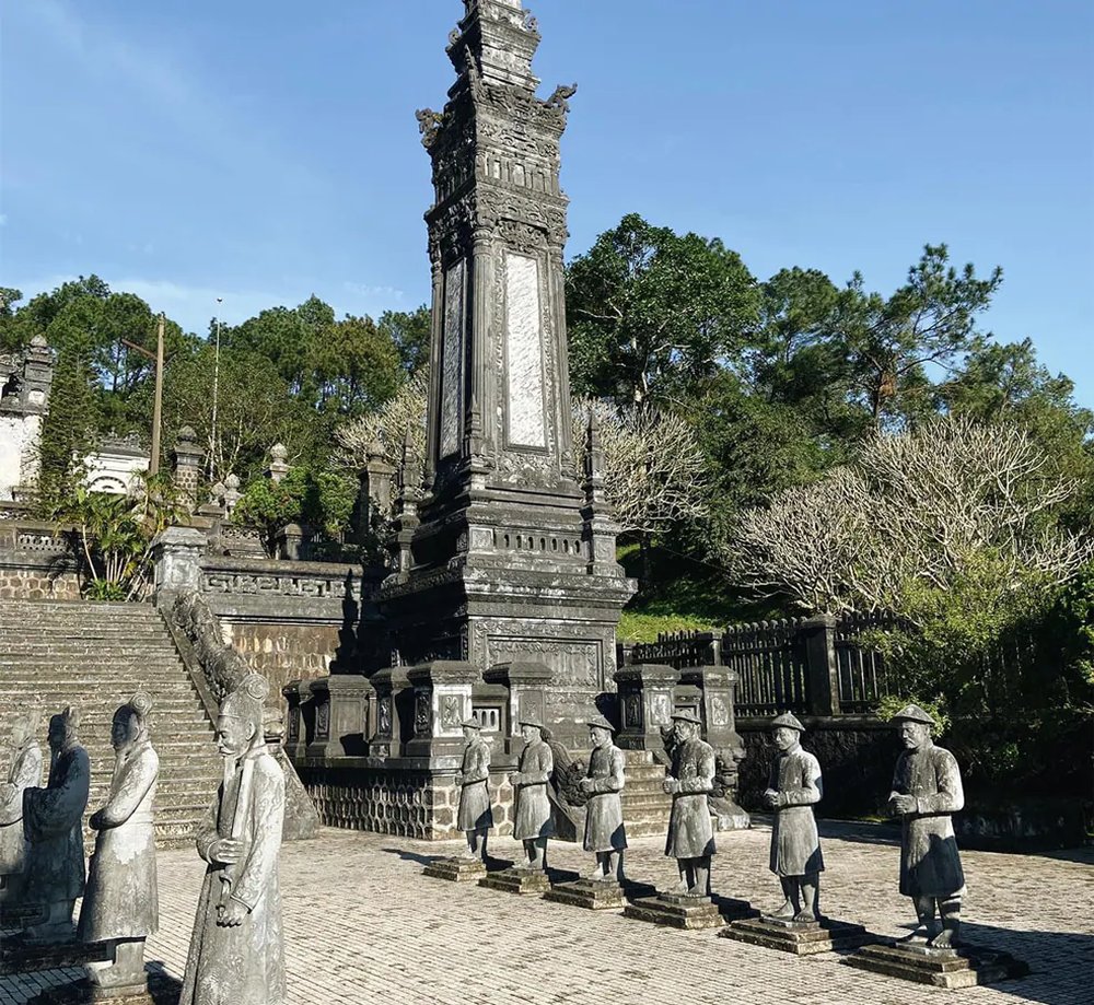 Visit Khai Dinh Tomb in Hue with its unique architecture blending Eastern and Western cultures