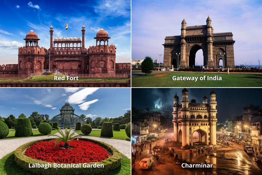 India are home to numerous famous attractions, from historic landmarks to landscapes