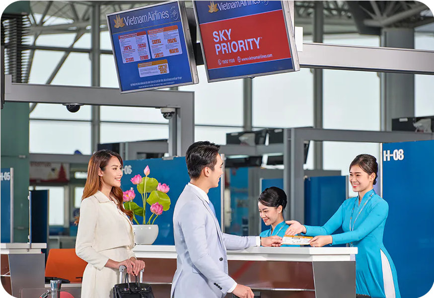 You can use priority counters when you are a Lotusmiles member of Vietnam Airlines (Source: Internet)