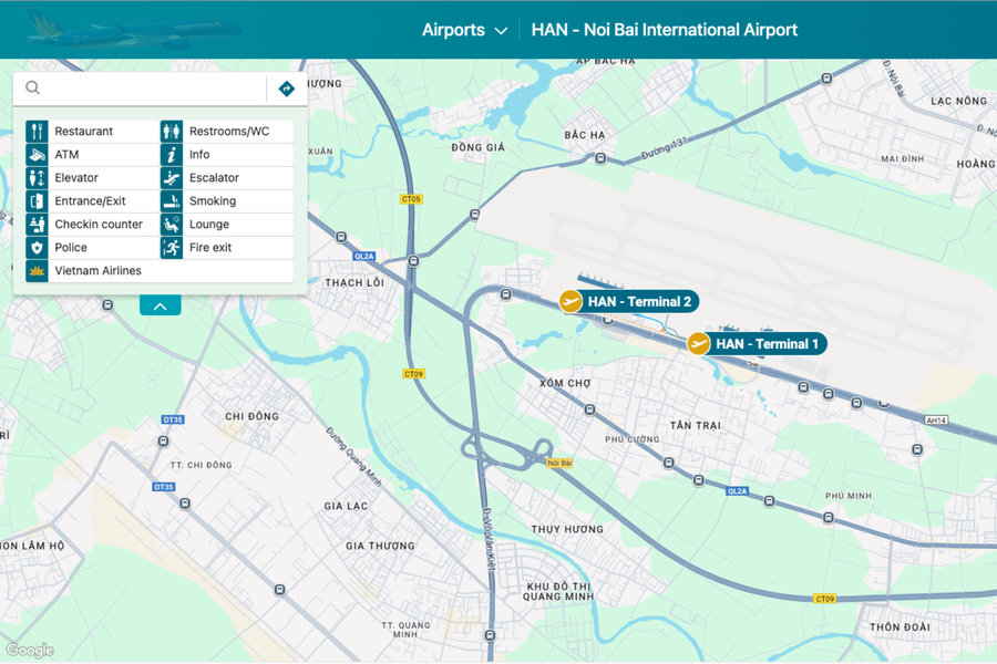 Navigating airports becomes much simpler with Vietnam Airlines’ interactive map (Source: Vietnam Airlines)