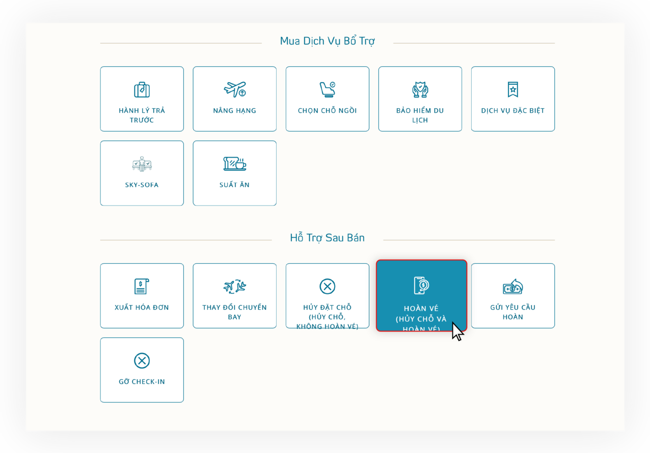 Hướng dẫn hoàn vé trên website 2.