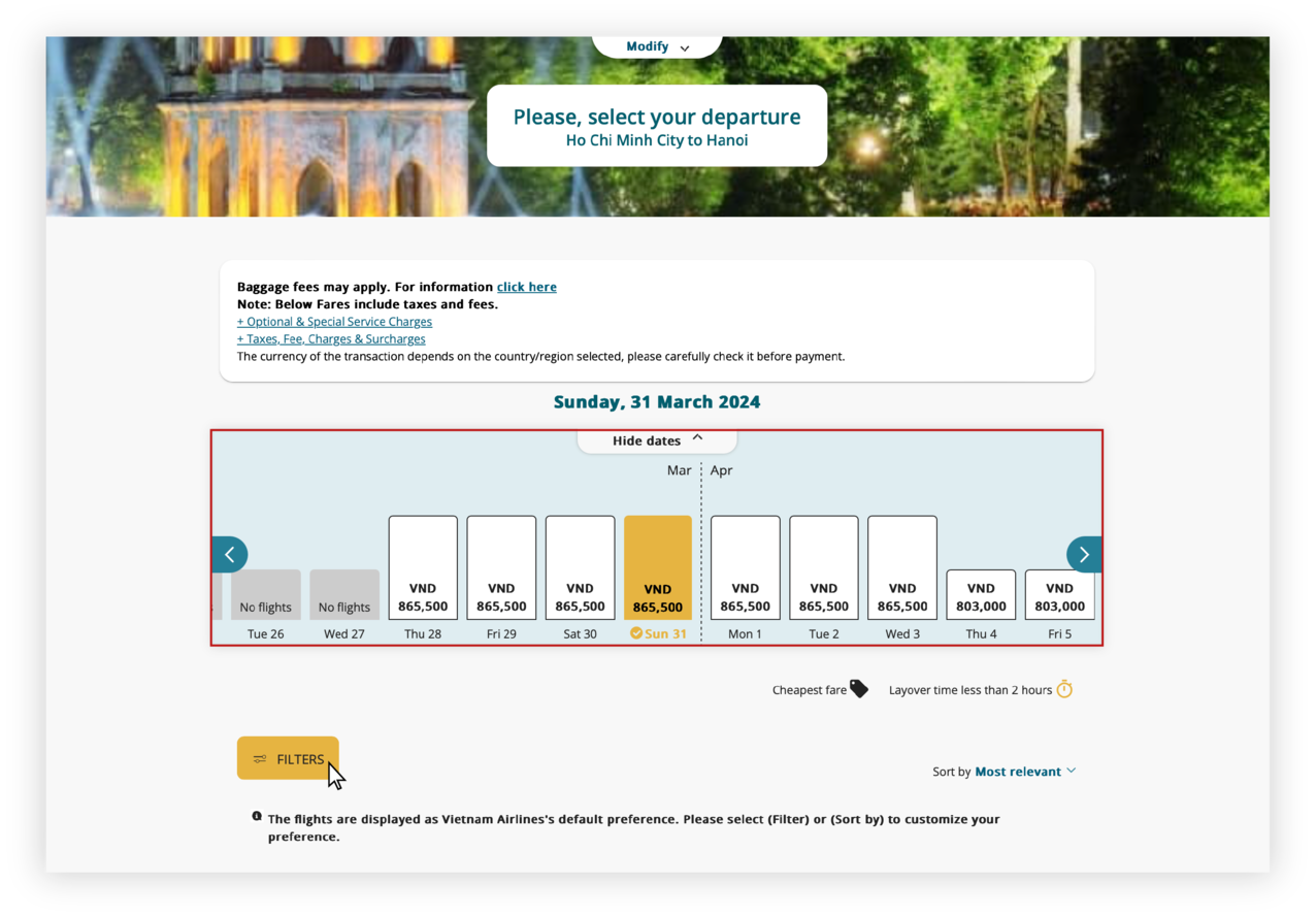 Hướng dẫn đặt vé trên web bước 2.