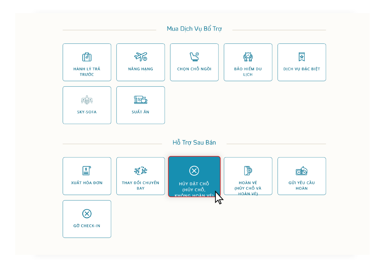 Hướng dẫn hủy đặt chỗ trên website 2.