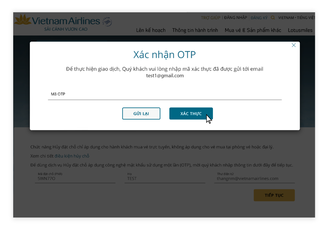 Hướng dẫn hủy đặt chỗ trên website 3.3.