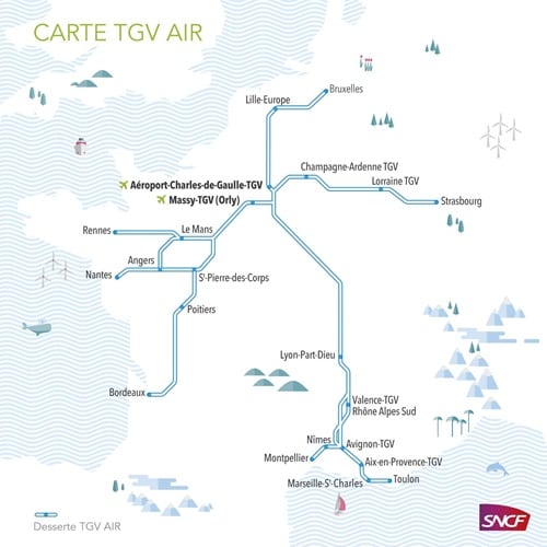 Carte du réseau TGV AIR 2015