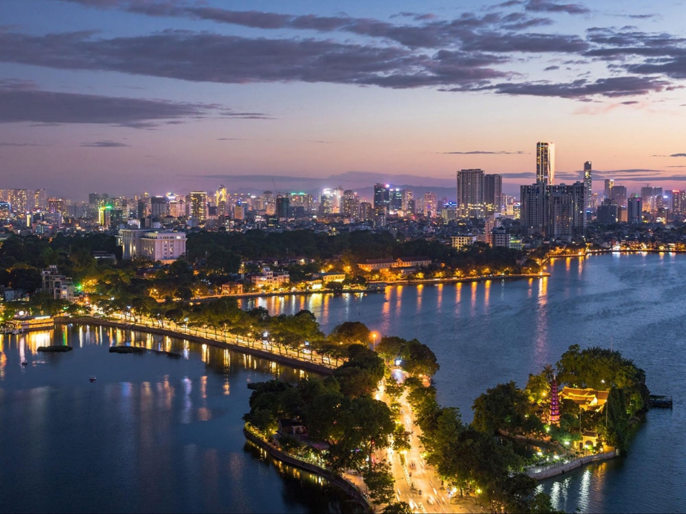 An overview of West Lake from above